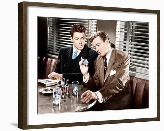 STRANGERS ON A TRAIN, from left: Farley Granger, Robert Walker, 1951-null-Framed Photo