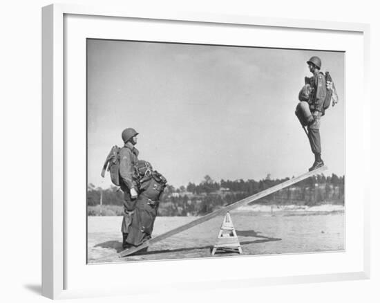 Strapping More Equipment to Trooper Who Wears "General Purpose Bag", Adds 125 lbs More Weight-Hank Walker-Framed Photographic Print