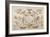 Strapwork Cartouche Associated with the Set of His Roman Views (Pen and Brown Ink with Brown Wash o-Sebastian Vrancx-Framed Giclee Print