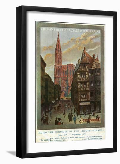 Strasbourg, France - View of Crowded Streets and Cathedral, Alsace and Lorraine Railways, c.1920-Lantern Press-Framed Art Print