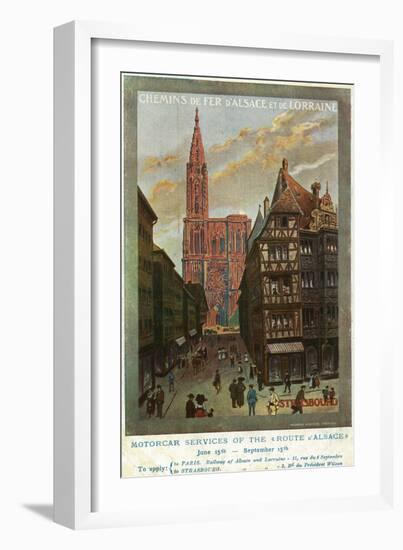 Strasbourg, France - View of Crowded Streets and Cathedral, Alsace and Lorraine Railways, c.1920-Lantern Press-Framed Art Print