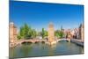 Strasbourg, Medieval Bridge Ponts Couverts. Alsace, France.-g215-Mounted Photographic Print