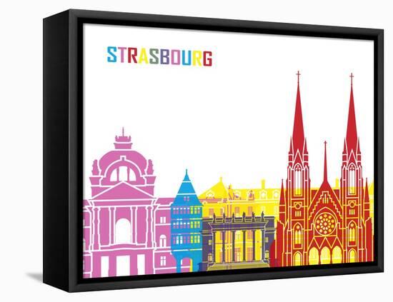 Strasbourg Skyline Pop-paulrommer-Framed Stretched Canvas