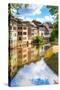 Strasbourg, Water Canal in Petite France Area, Unesco Site. Alsace.-stevanzz-Stretched Canvas