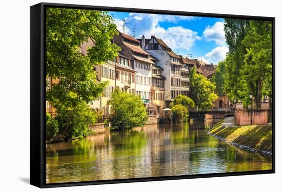 Strasbourg, Water Canal in Petite France Area, Unesco Site. Alsace.-stevanzz-Framed Stretched Canvas