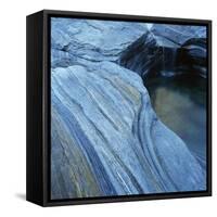 Strata in Rock Formation Along Verzasca River-Micha Pawlitzki-Framed Stretched Canvas