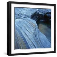 Strata in Rock Formation Along Verzasca River-Micha Pawlitzki-Framed Premium Photographic Print