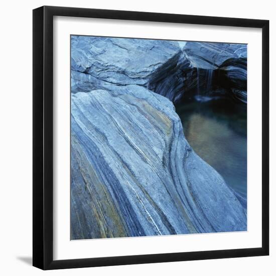 Strata in Rock Formation Along Verzasca River-Micha Pawlitzki-Framed Premium Photographic Print