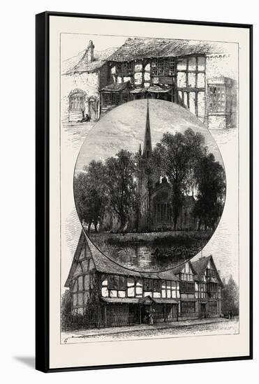 Stratford Church, and Shakespeare's House, as it Was and as it Is, UK, 19th Century-null-Framed Stretched Canvas