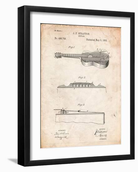 Stratton and Son Acoustic Guitar Patent-Cole Borders-Framed Art Print