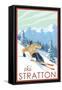 Stratton, Vermont - Downhill Skier Scene-Lantern Press-Framed Stretched Canvas