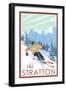 Stratton, Vermont - Downhill Skier Scene-Lantern Press-Framed Art Print