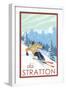 Stratton, Vermont - Downhill Skier Scene-Lantern Press-Framed Art Print