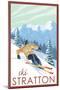 Stratton, Vermont - Downhill Skier Scene-Lantern Press-Mounted Art Print