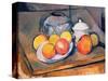 Straw-Covered Vase, Sugar Bowl and Apples, 1890-93-Paul Cézanne-Stretched Canvas