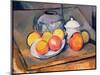 Straw-Covered Vase, Sugar Bowl and Apples, 1890-93-Paul Cézanne-Mounted Giclee Print