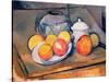 Straw-covered Vase, Sugar Bowl and Apples, 1890-93-Paul Cézanne-Stretched Canvas