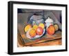 Straw-covered Vase, Sugar Bowl and Apples, 1890-93-Paul Cézanne-Framed Giclee Print