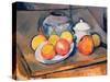 Straw-covered Vase, Sugar Bowl and Apples, 1890-93-Paul Cézanne-Stretched Canvas