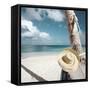 Straw Hat and Hammock at the Beach-null-Framed Stretched Canvas