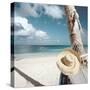 Straw Hat and Hammock at the Beach-null-Stretched Canvas