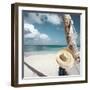 Straw Hat and Hammock at the Beach-null-Framed Photographic Print