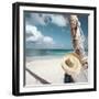 Straw Hat and Hammock at the Beach-null-Framed Photographic Print