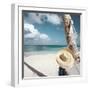 Straw Hat and Hammock at the Beach-null-Framed Photographic Print