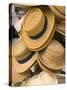 Straw Hats at Port Lucaya Marketplace, Grand Bahama Island, Caribbean-Walter Bibikow-Stretched Canvas