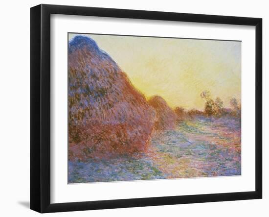 Straw Stacks in the Sunlight, 1891-Claude Monet-Framed Giclee Print