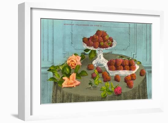 Strawberries and Roses-null-Framed Art Print