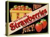 Strawberries Crate Label-Mark Frost-Stretched Canvas