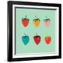 Strawberries in a Pop Art Style-De Visu-Framed Art Print