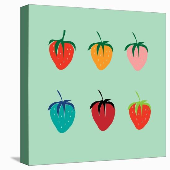 Strawberries in a Pop Art Style-De Visu-Stretched Canvas