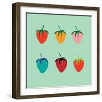 Strawberries in a Pop Art Style-De Visu-Framed Art Print