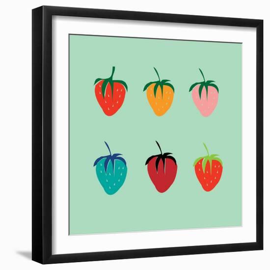 Strawberries in a Pop Art Style-De Visu-Framed Art Print