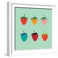 Strawberries in a Pop Art Style-De Visu-Framed Art Print