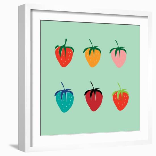 Strawberries in a Pop Art Style-De Visu-Framed Art Print