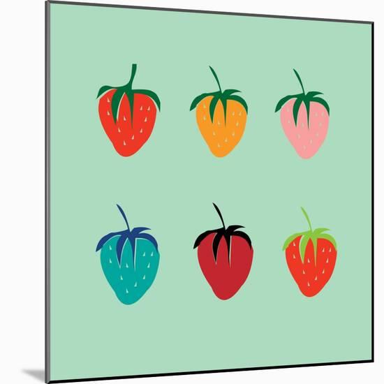 Strawberries in a Pop Art Style-De Visu-Mounted Art Print