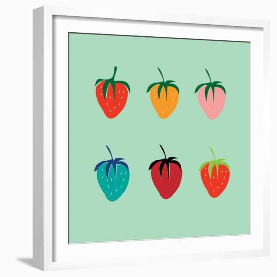 Strawberries in a Pop Art Style-De Visu-Framed Premium Giclee Print