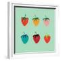 Strawberries in a Pop Art Style-De Visu-Framed Premium Giclee Print