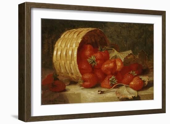 Strawberries in a Wicker Basket on a Ledge, 1895-Eloise Harriet Stannard-Framed Giclee Print