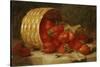 Strawberries in a Wicker Basket on a Ledge, 1895-Eloise Harriet Stannard-Stretched Canvas