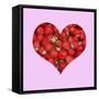 Strawberries in Heart Shape Pink Frame-Ake Lindau-Framed Stretched Canvas