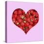 Strawberries in Heart Shape Pink Frame-Ake Lindau-Stretched Canvas