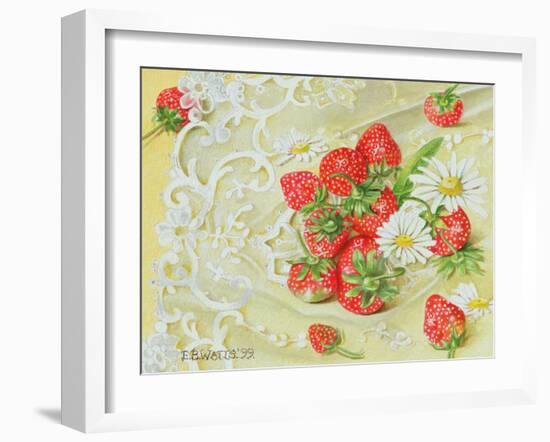 Strawberries on Lace, 1999-E.B. Watts-Framed Giclee Print