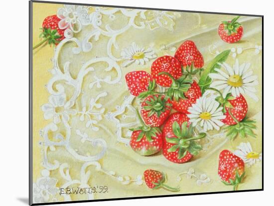 Strawberries on Lace, 1999-E.B. Watts-Mounted Giclee Print