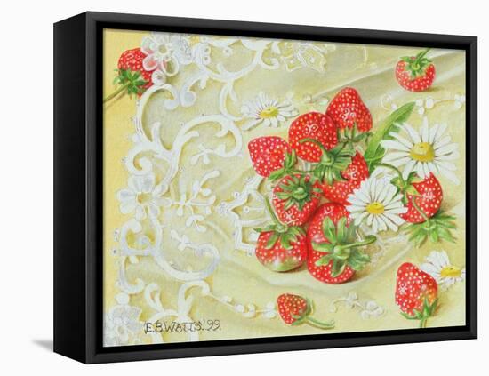 Strawberries on Lace, 1999-E.B. Watts-Framed Stretched Canvas