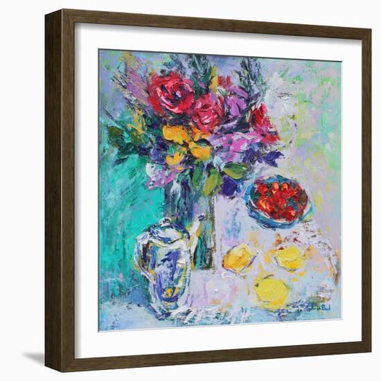 Strawberries with Flowers-Sylvia Paul-Framed Giclee Print