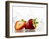 Strawberries with Splashing Water-Michael L?ffler-Framed Premium Photographic Print